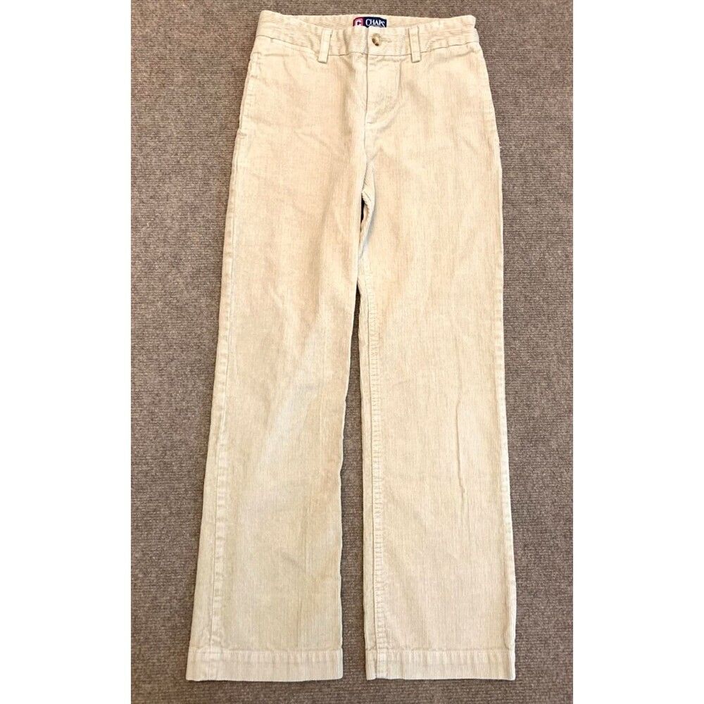 Chaps Pants Boys 10 Corduroy Flat Front Straight Leg Khaki Cotton Preppy Chino